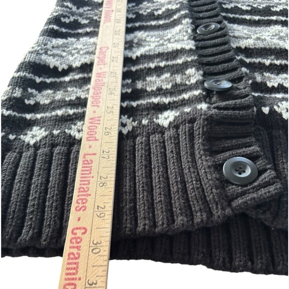 G.H. Bass Cardigan Sweater Tunic Small Deep V-neck Cotton Blend Nordic FairIsle - Picture 10 of 12